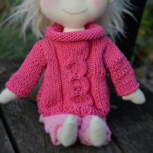 Sweterek dla lalki 35cm, wykonany z 100 % certyfikowanej bawełny.